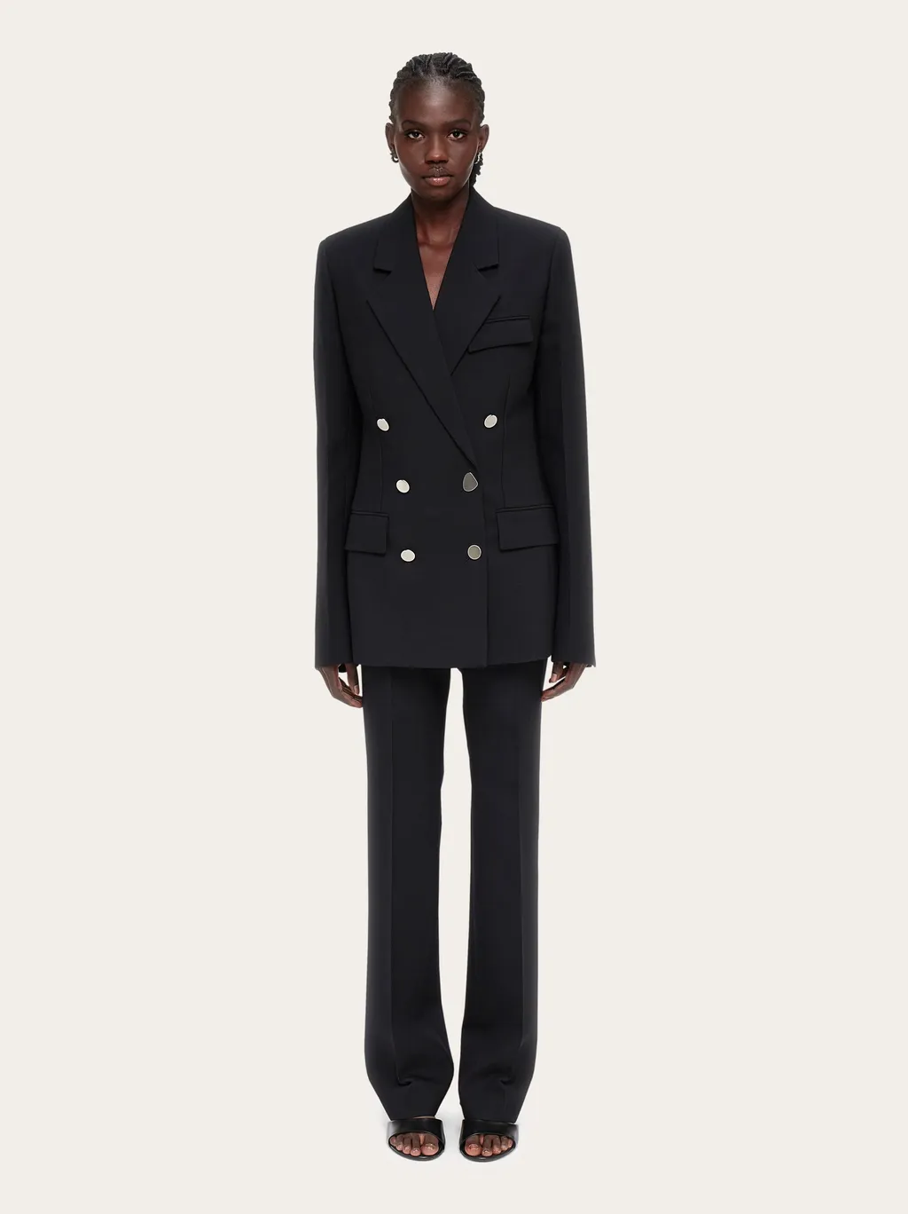 Wool Double-Breasted Suit Coat