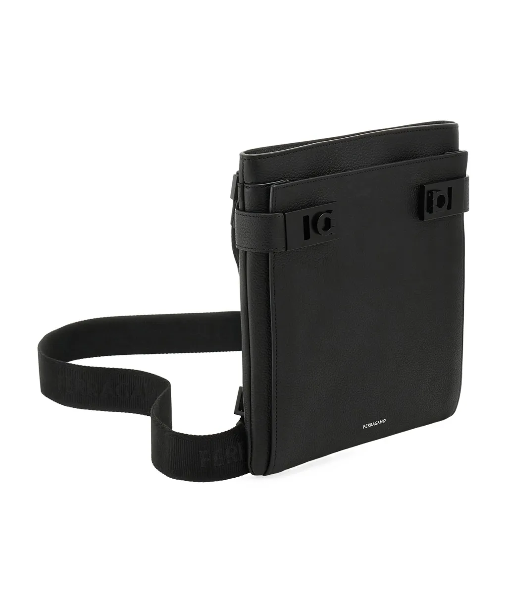 Gancini-Lock Logo Printed Shoulder Bag