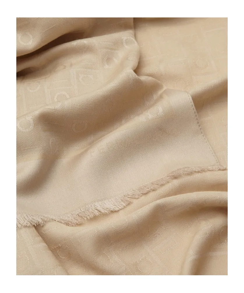 Monogram Jacquard Frayed Scarf
