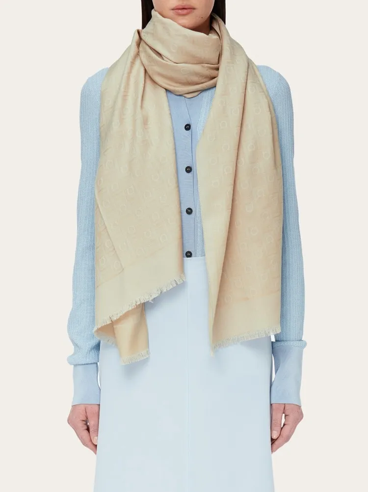 Monogram Jacquard Frayed Scarf