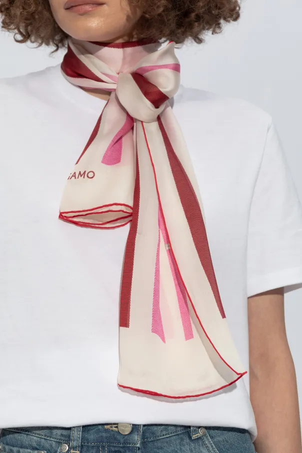 Striped-Print Silk Scarf