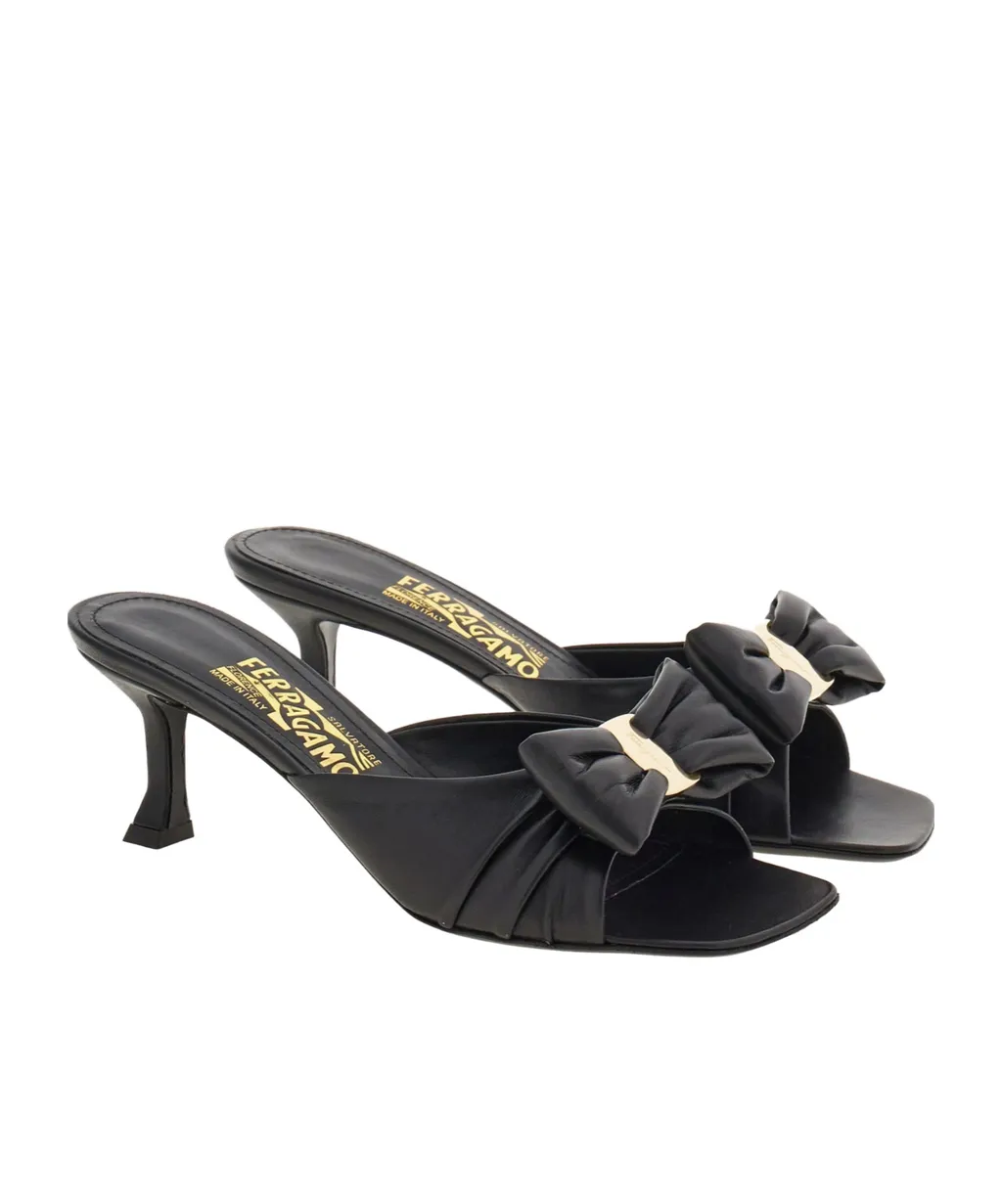 Padded Vara Square-Open Toe Mules
