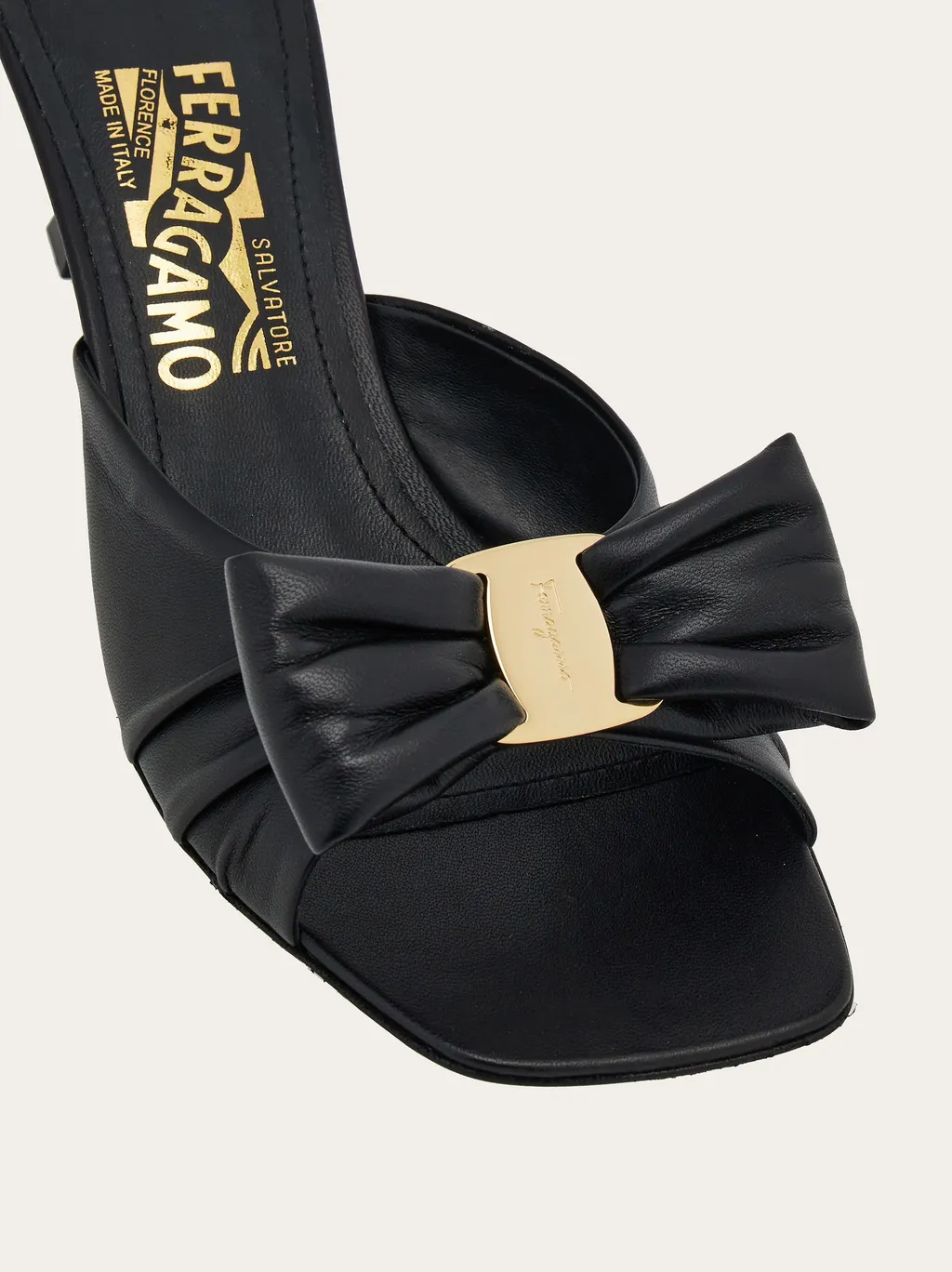 Padded Vara Square-Open Toe Mules