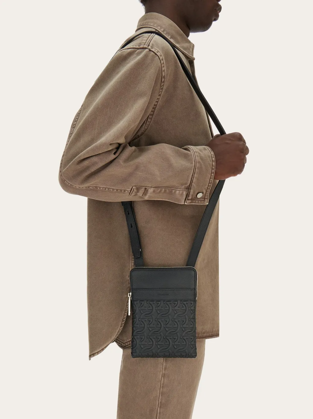 Gancini Zipper Shoulder Bag