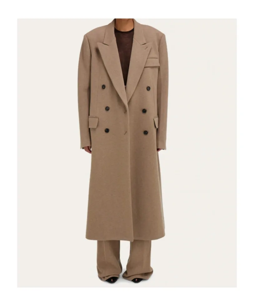 Long-Sleeved Double-Breasted Coat