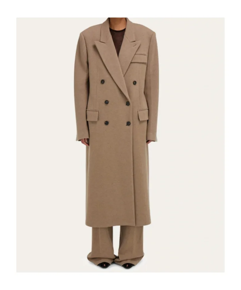 Long-Sleeved Double-Breasted Coat