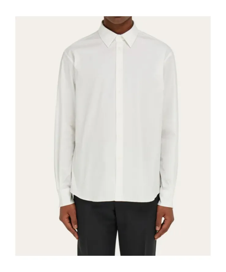 Shirt With Tonal Embroidered F