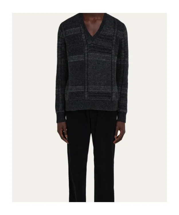 V-Neck Tartan Jumper