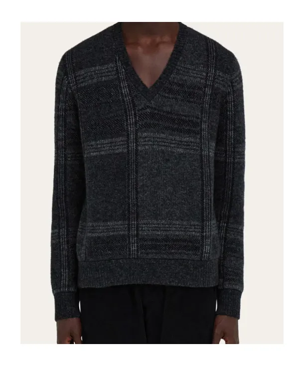 V-Neck Tartan Jumper