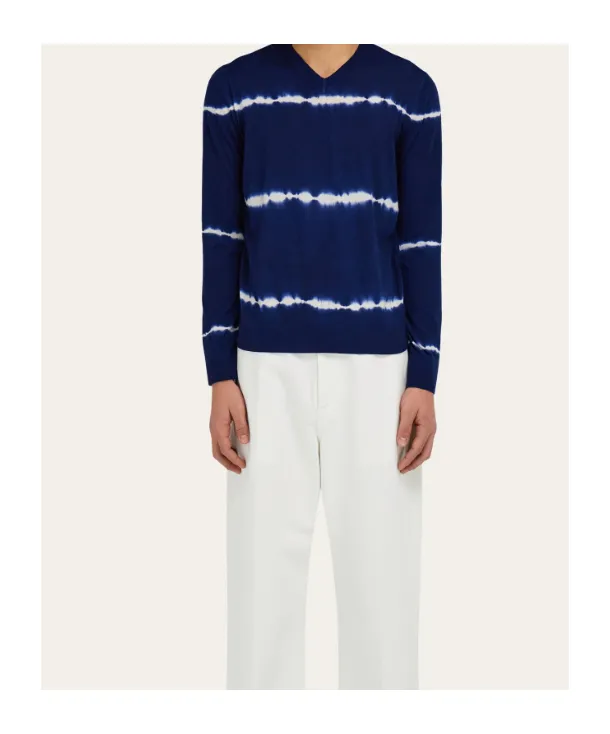 Tie Dye Wool V-Neck Pullover