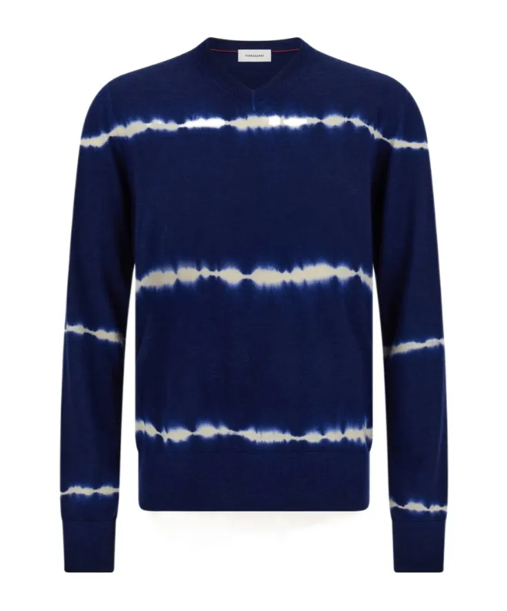 Tie Dye Wool V-Neck Pullover