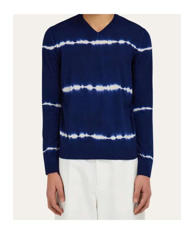 Tie Dye Wool V-Neck Pullover