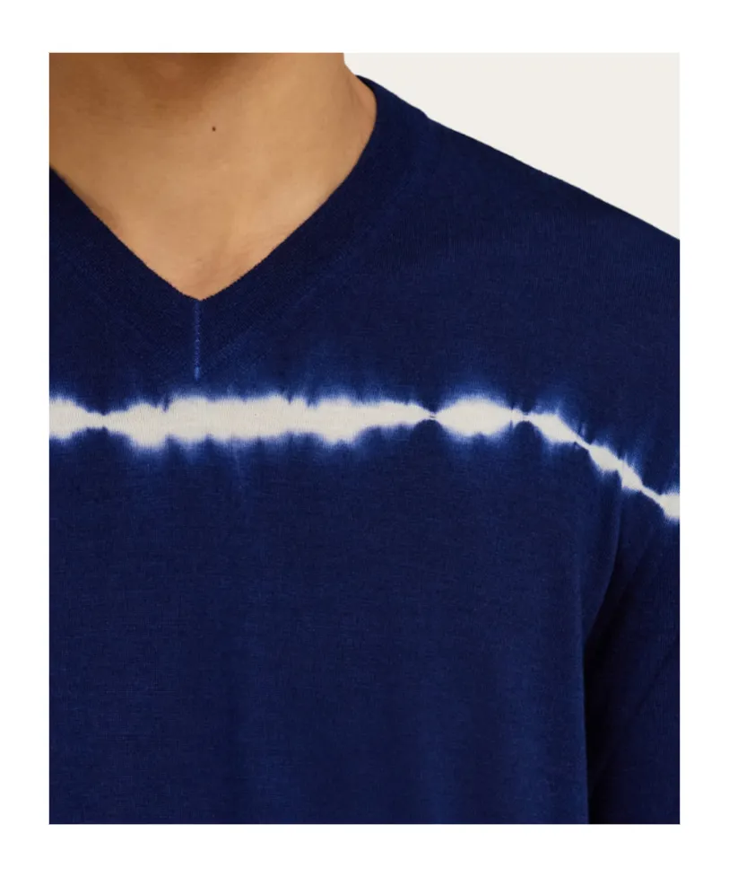Tie Dye Wool V-Neck Pullover