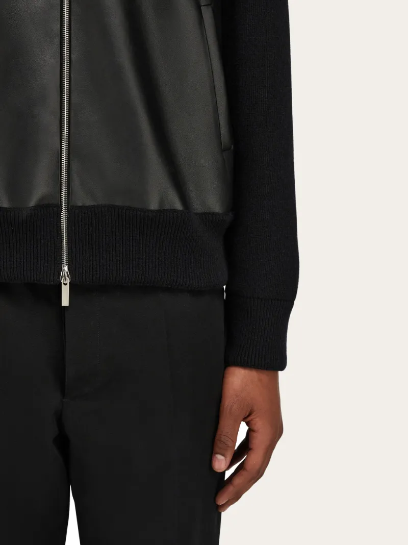 Bomber Jacket In Leather And Wool