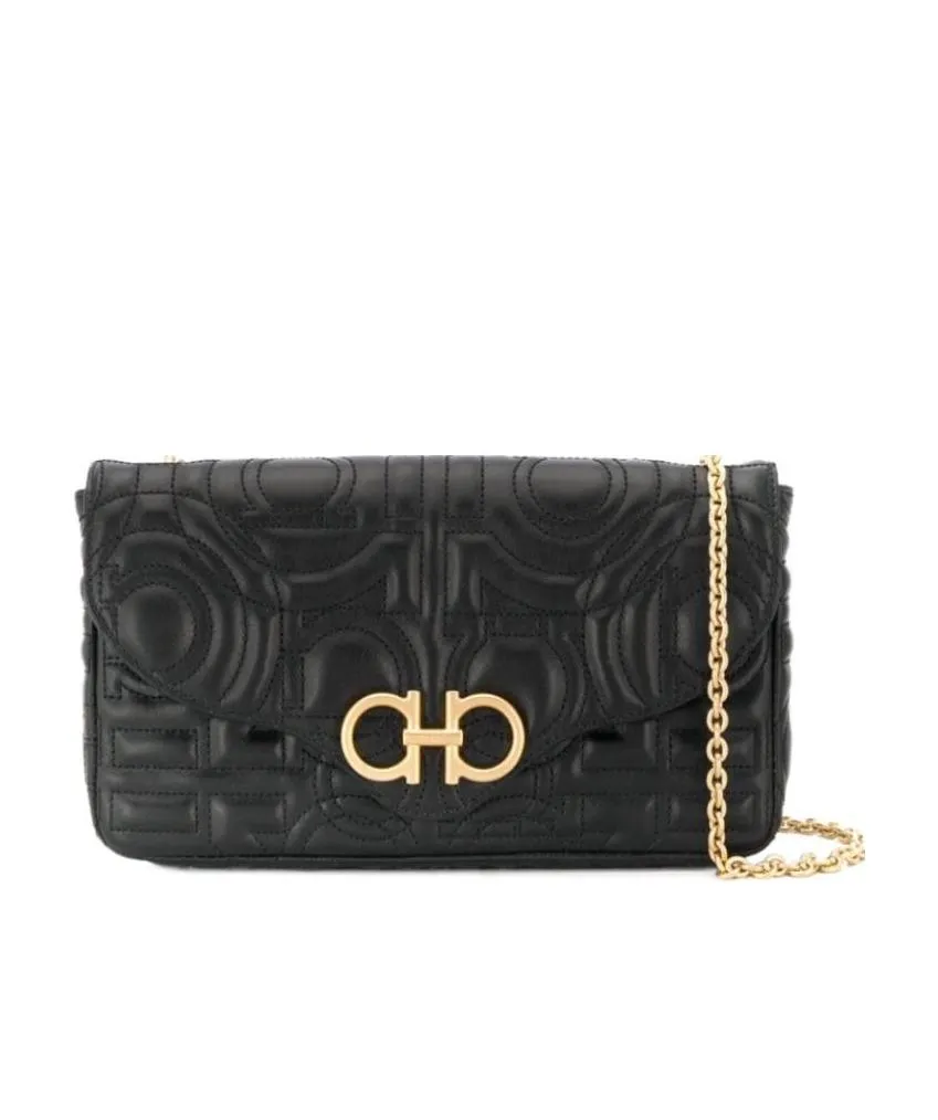 Gancini Mini Embossed Crossbody Bag