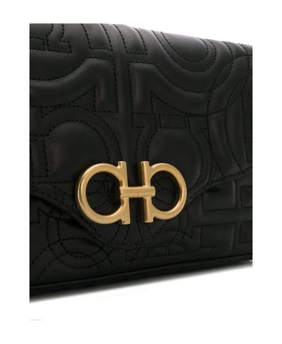Gancini Mini Embossed Crossbody Bag