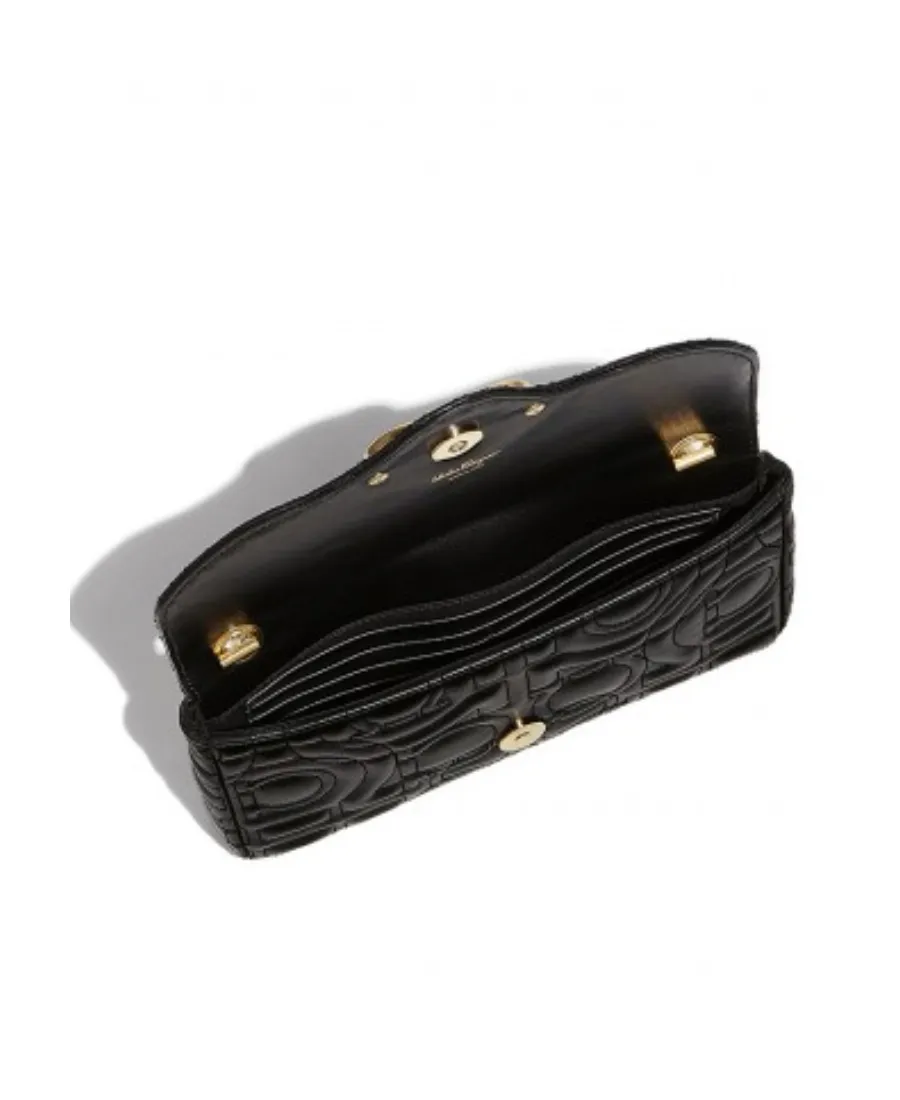 Gancini Mini Embossed Crossbody Bag