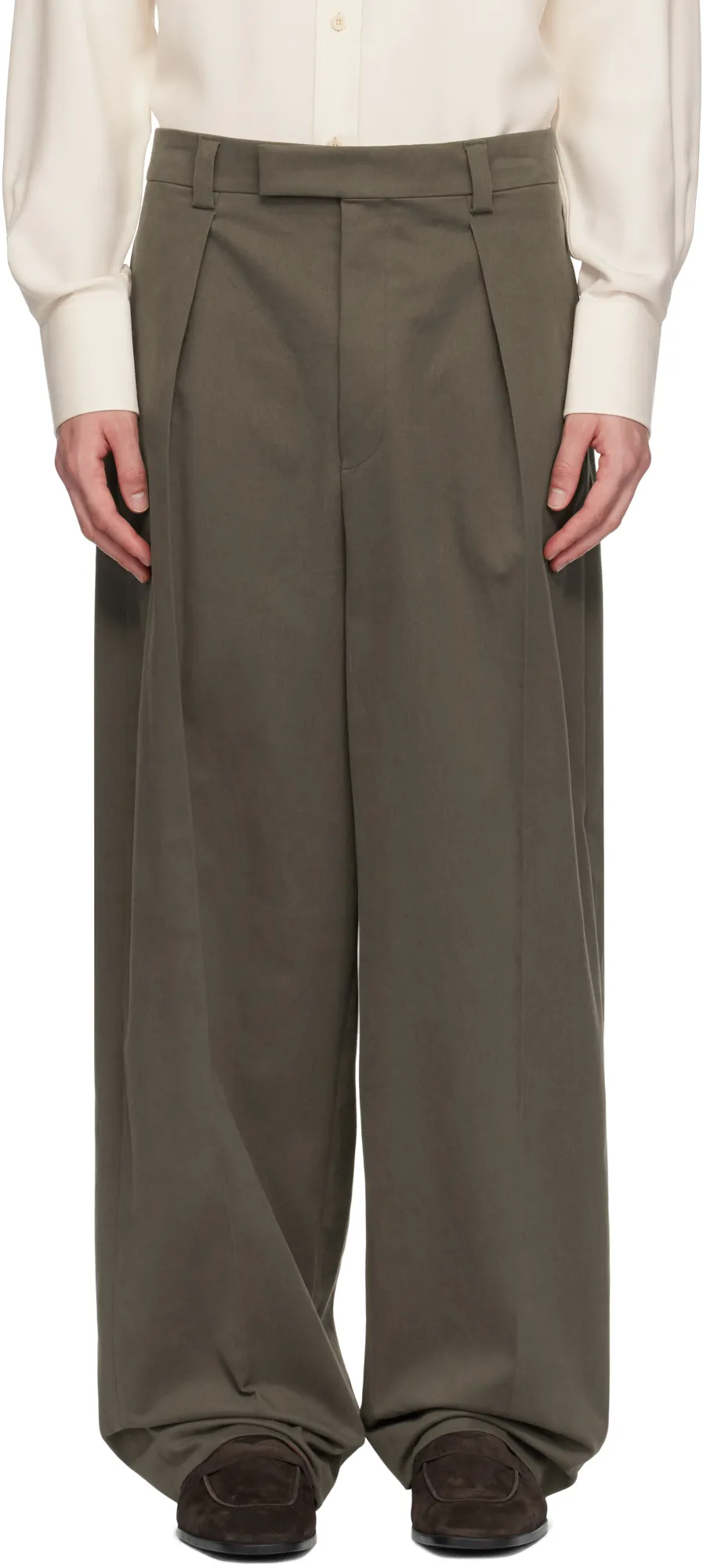 Wide-Leg Pleated Trousers