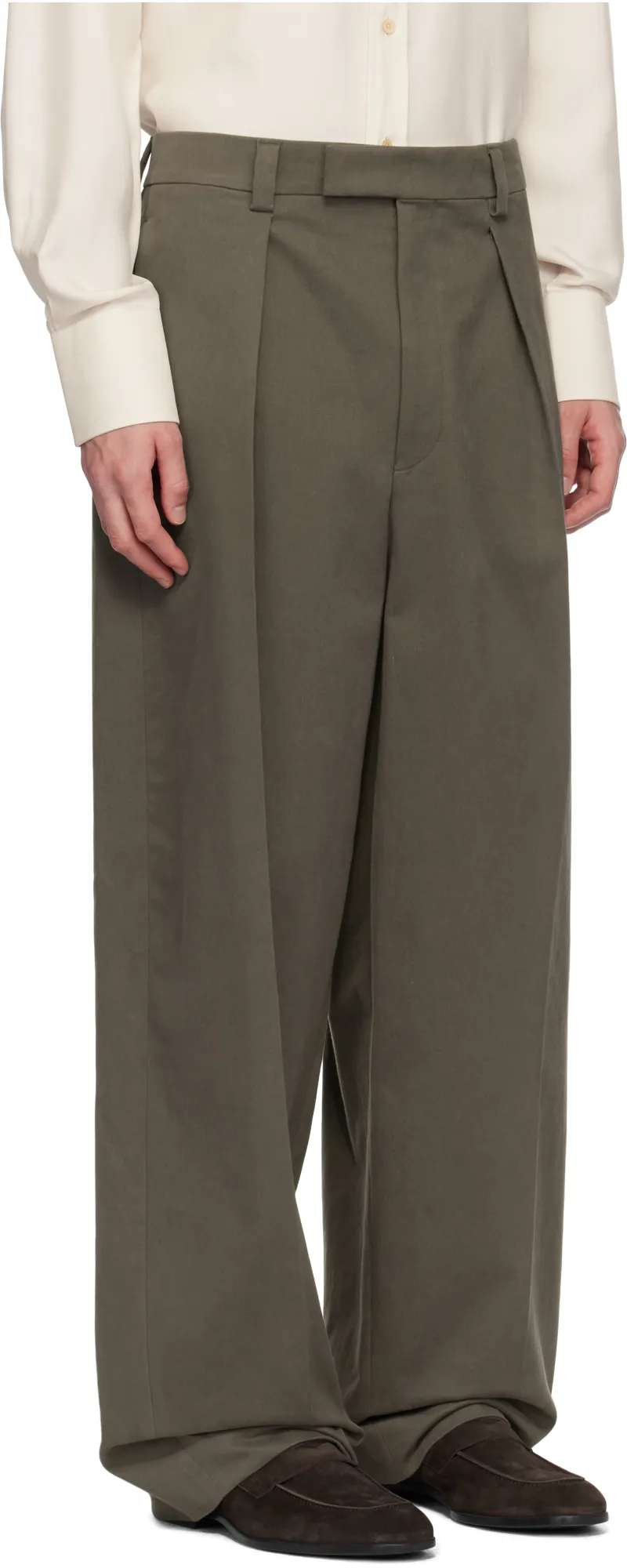 Wide-Leg Pleated Trousers