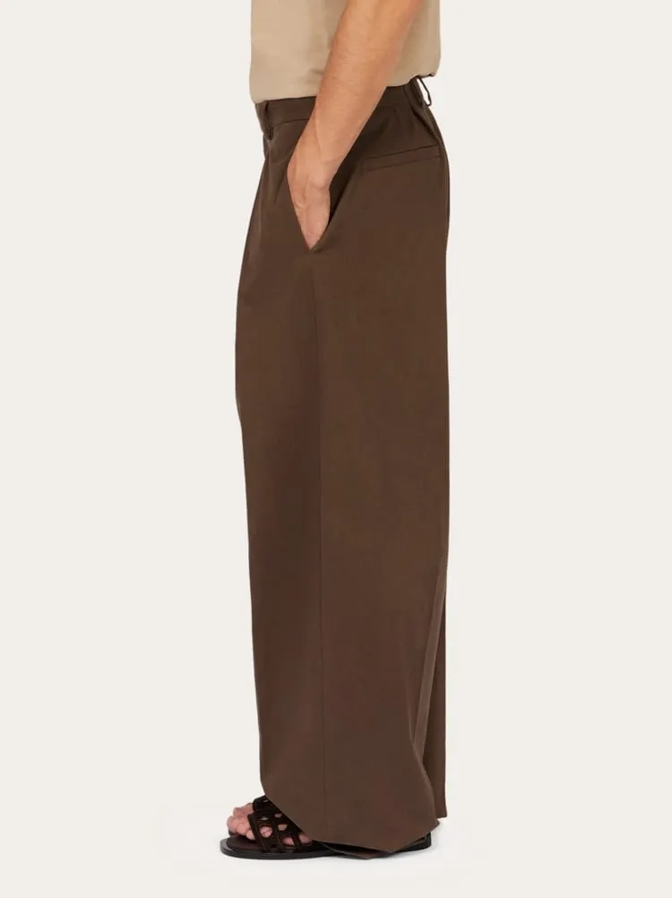 Wide-Leg Pleated Trousers