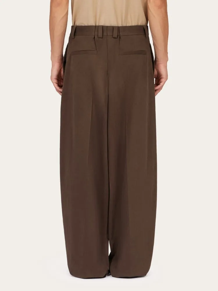 Wide-Leg Pleated Trousers