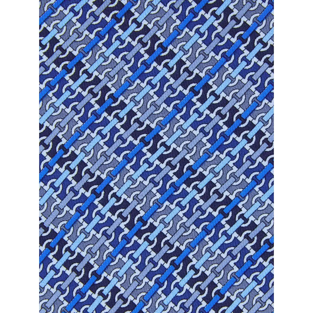 Gancini Chain Print Silk Tie