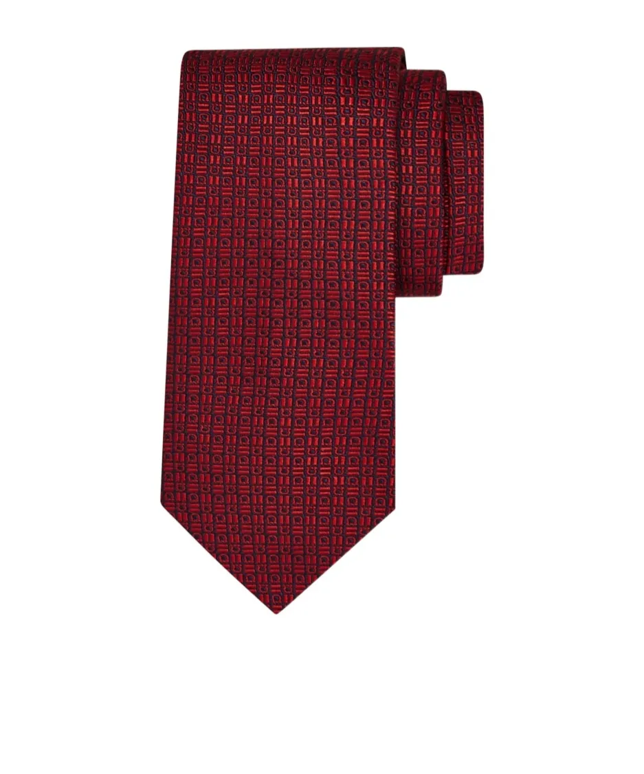 Gancini Motif Jacquard Tie