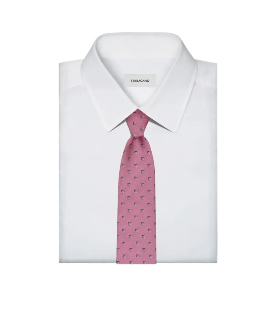 Two Tone Gancini Jacquard Tie