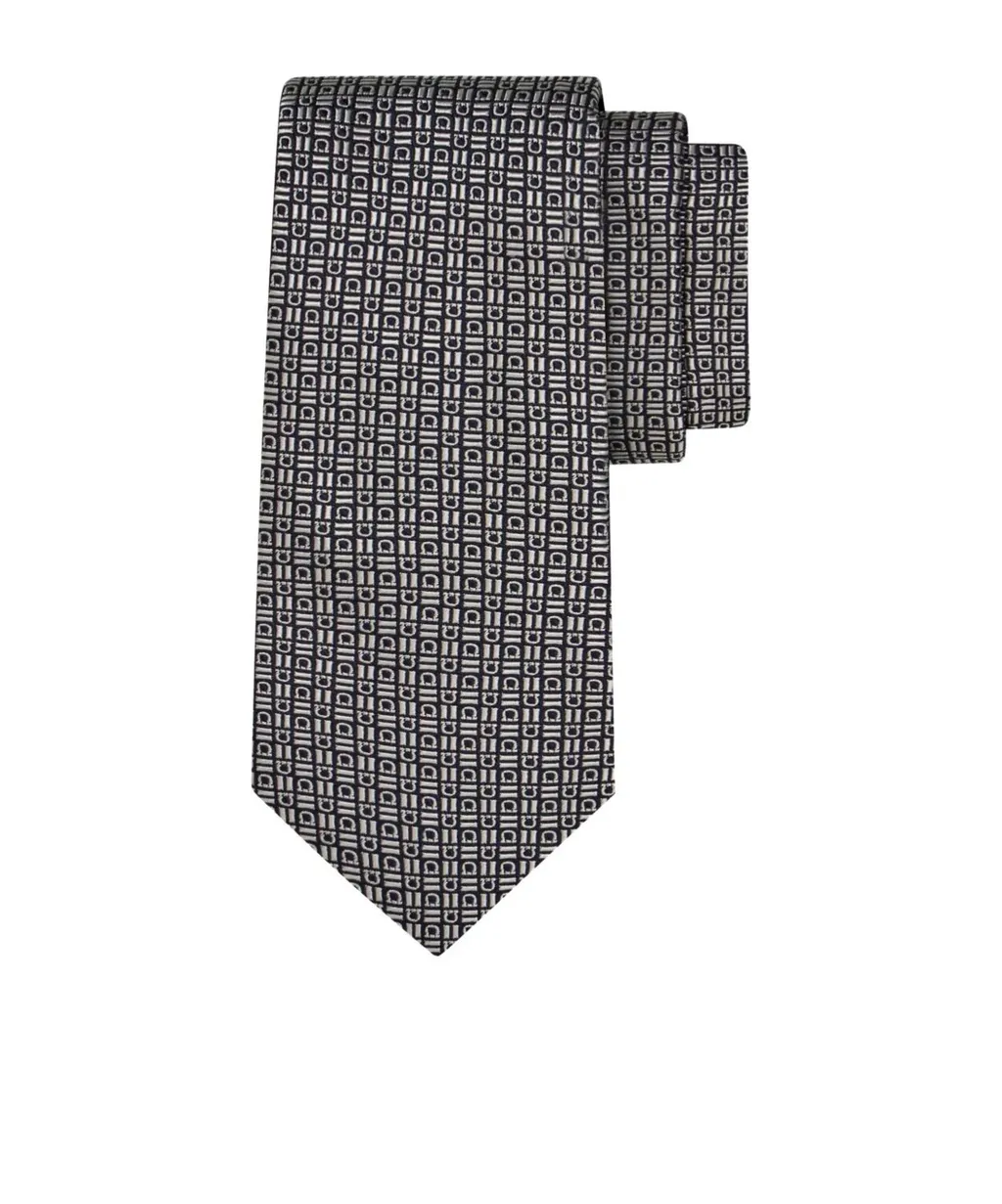 Gancini Motif Jacquard Tie