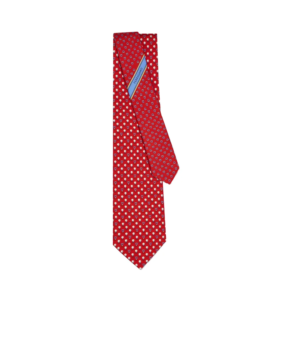 Silk Tie With Golf And Gancini
