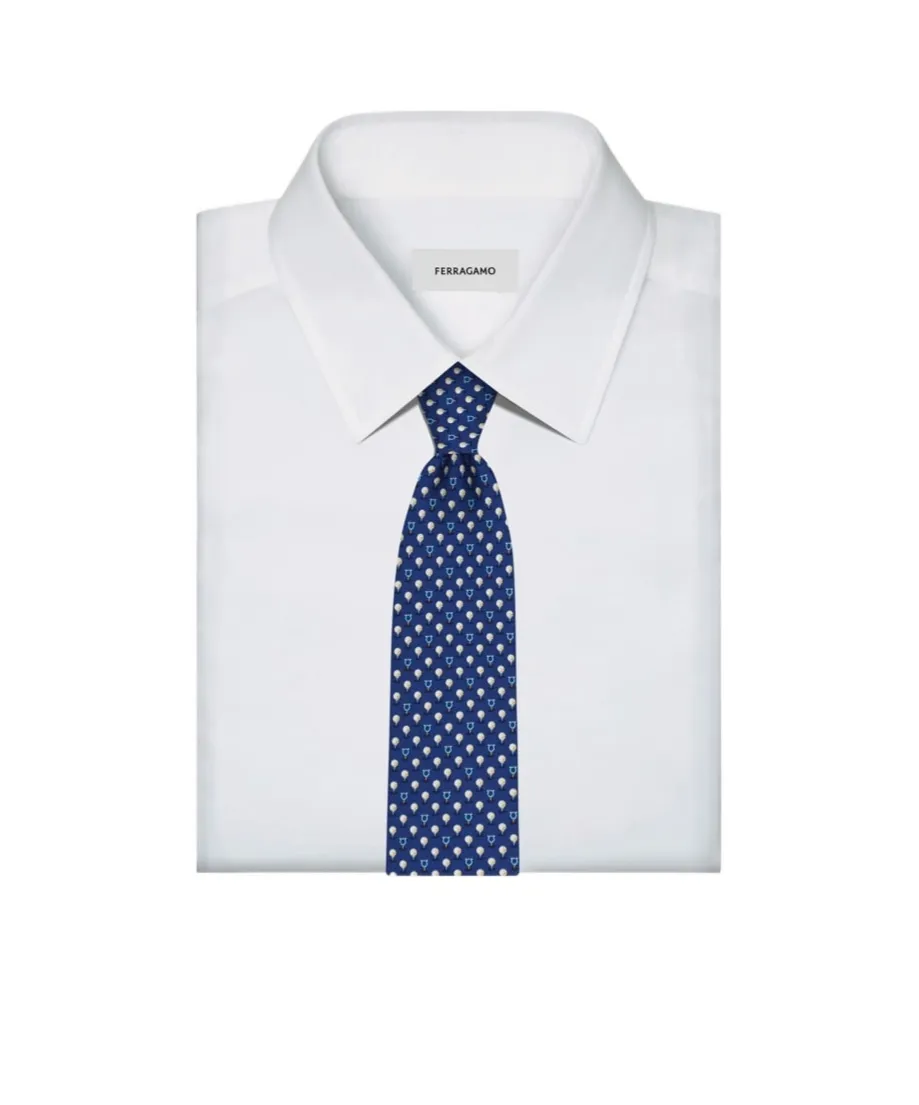 Silk Tie With Golf And Gancini