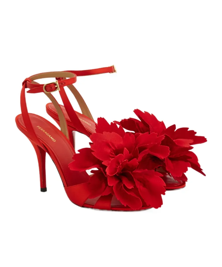 Flower Embellished High Heel Sandal