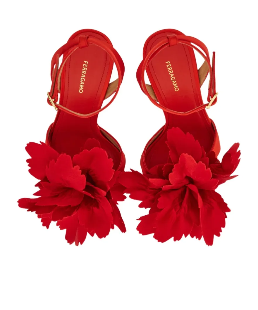 Flower Embellished High Heel Sandal