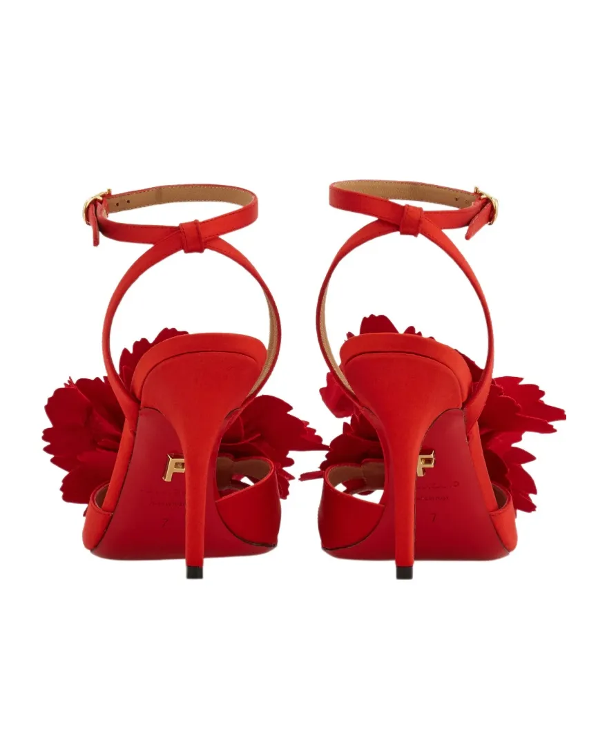 Flower Embellished High Heel Sandal