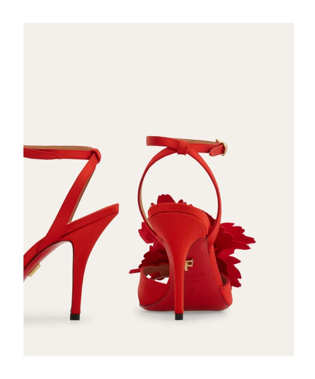 Flower Embellished High Heel Sandal