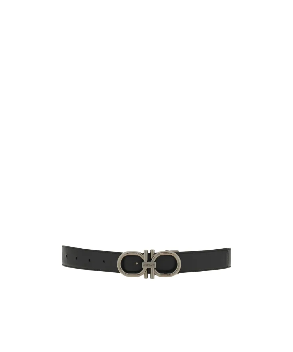 Gancini-Buckle Leather Belt