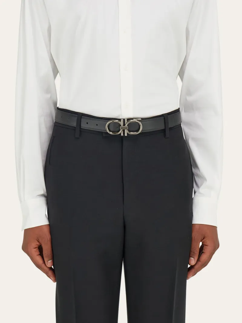 Gancini-Buckle Leather Belt