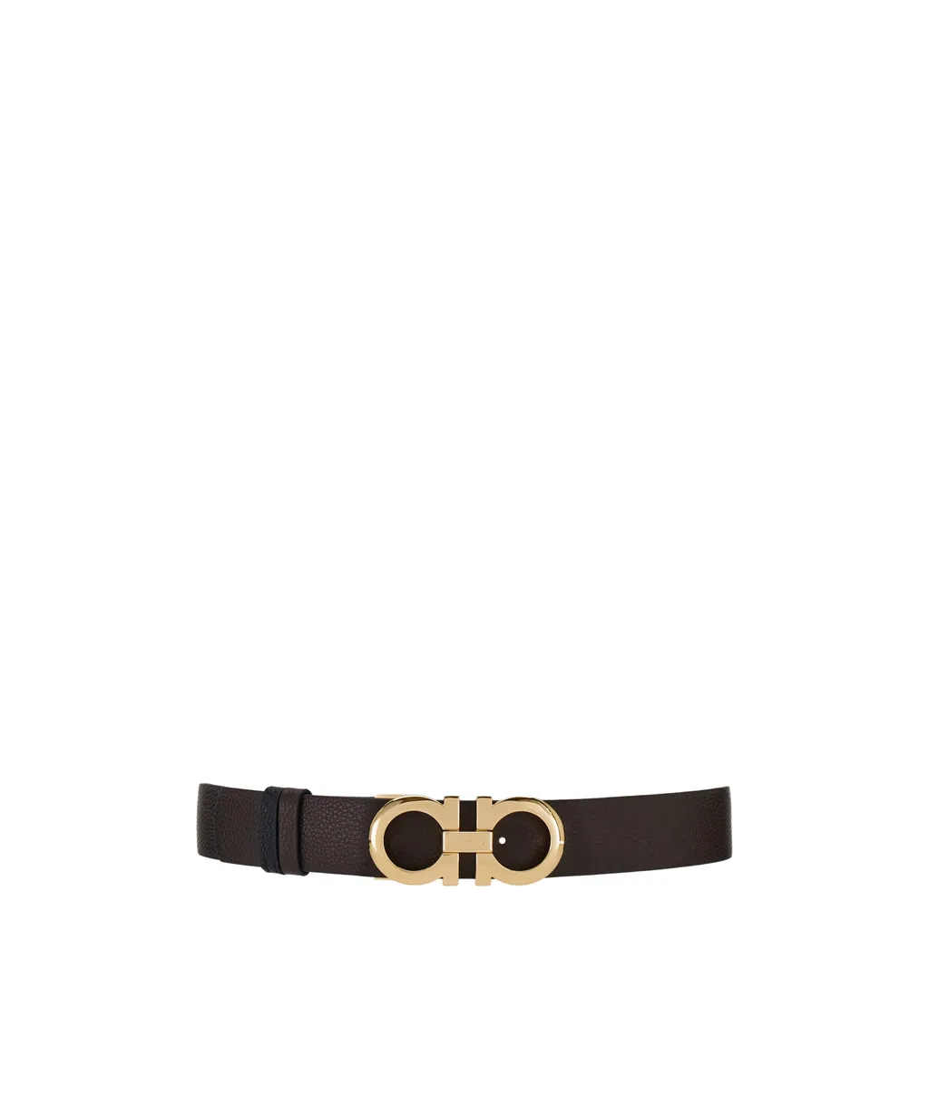 Gancini-Buckle Leather Belt