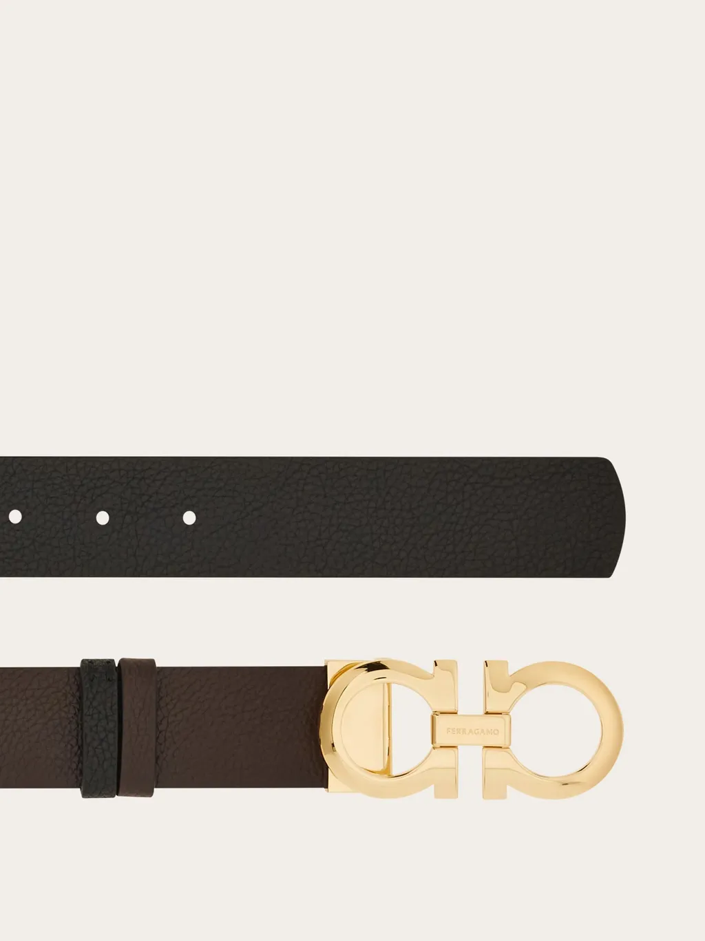 Gancini-Buckle Leather Belt