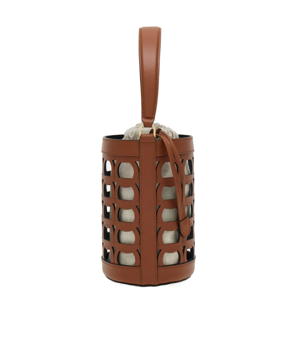 Cut-Out Leather Bucket Bag