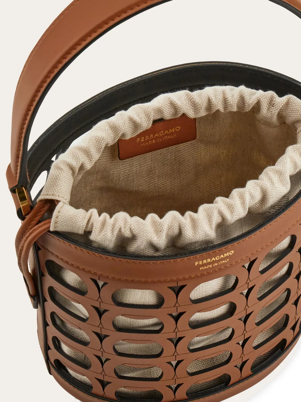 Cut-Out Leather Bucket Bag