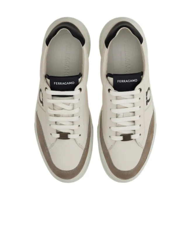 Logo-Embroidered Leather Sneakers