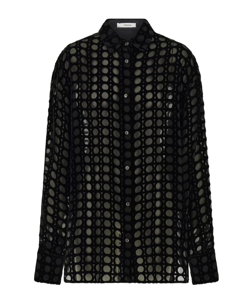 Devoré-Effect Long-Sleeved Shirt