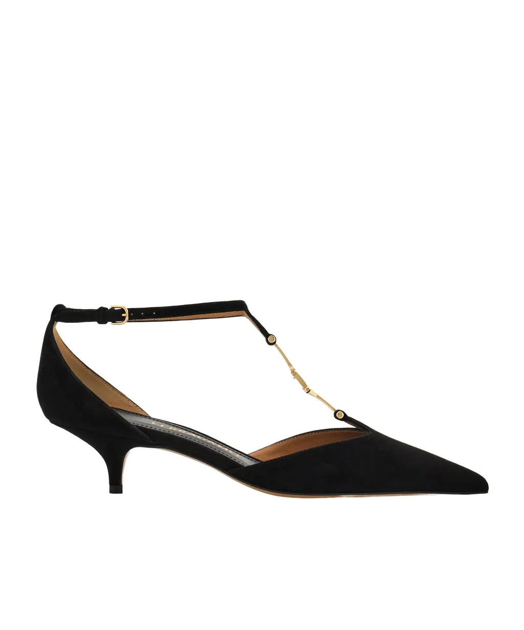 F Buckle T-Strap Pump