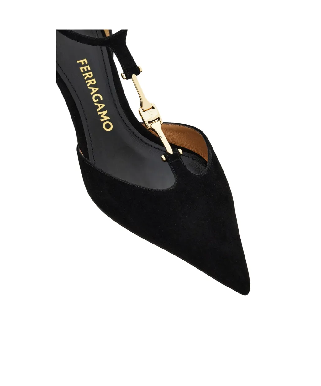 F Buckle T-Strap Pump