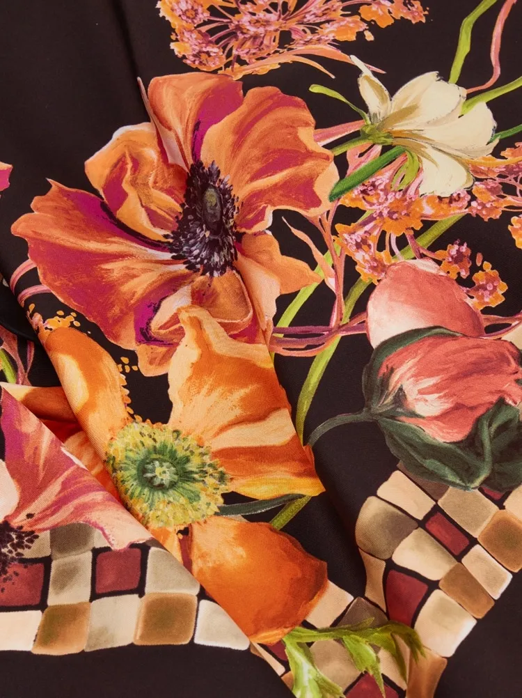 Fiori Print Silk Scarf