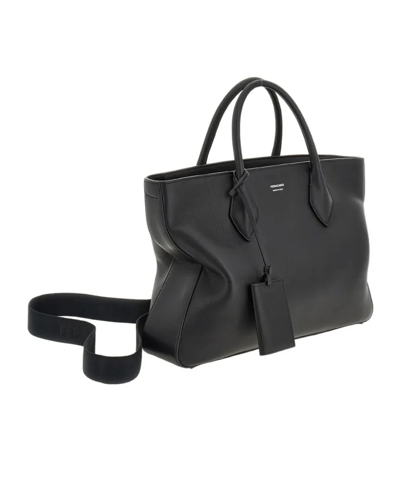 Monogram Structured Leather Tote Bag