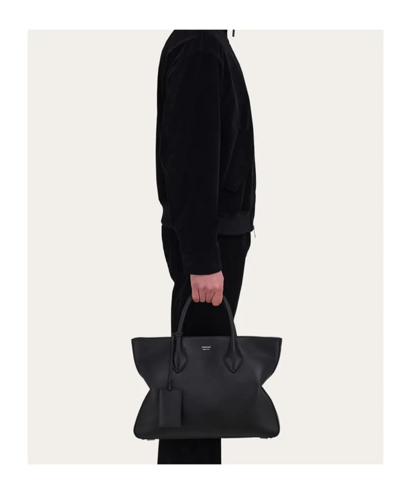 Monogram Structured Leather Tote Bag