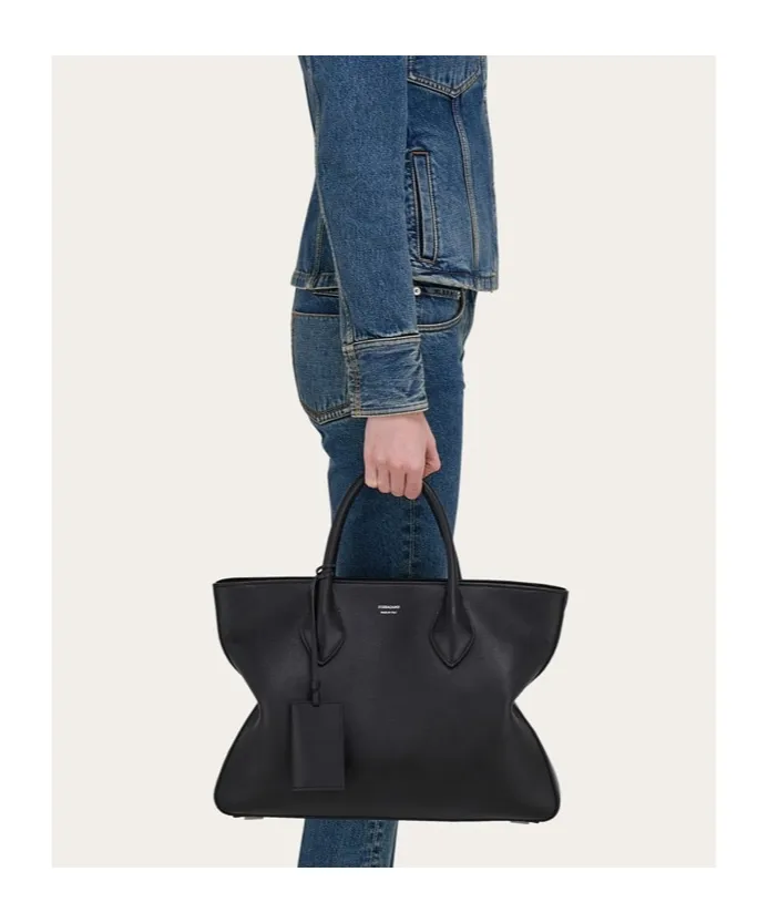 Monogram Structured Leather Tote Bag