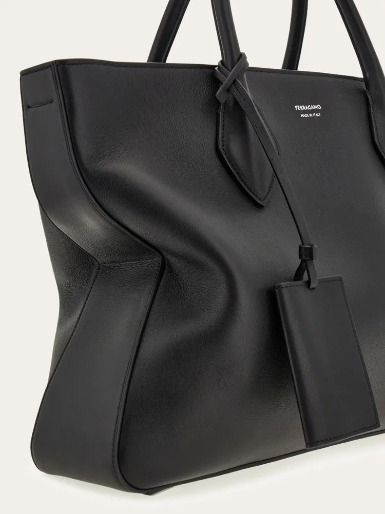 Monogram Structured Leather Tote Bag